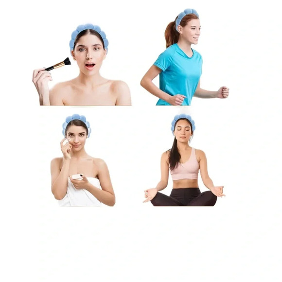 NEW Spa Headbands for Washing Face, Makeup and Skincare. Set of 2 aqua and pink - Picture 6 of 9